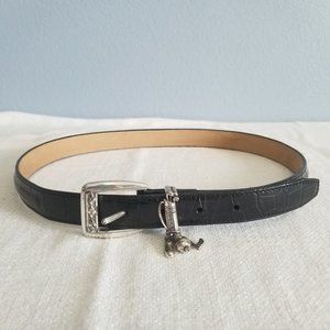 Brighton Black Leather Belt Silver Golf Accents